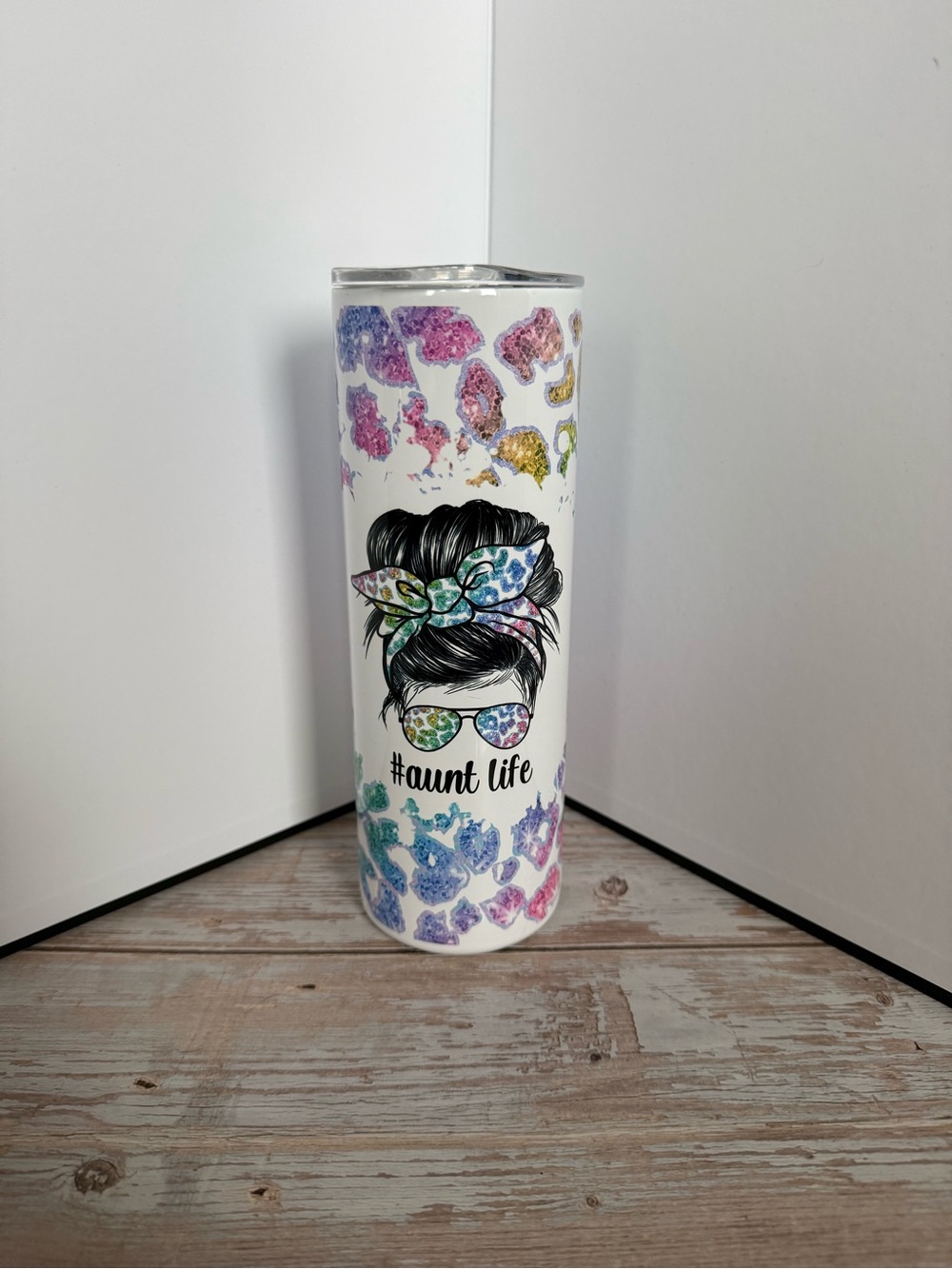 Aunt Life Stainless Tumbler leopard print